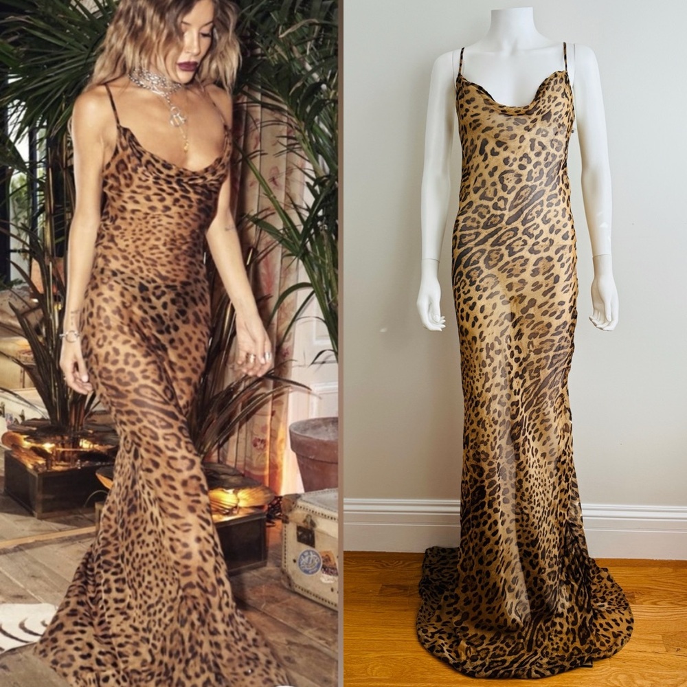 Rat & Boa Valentina Leopard Silk Maxi Bias Dress Unworn